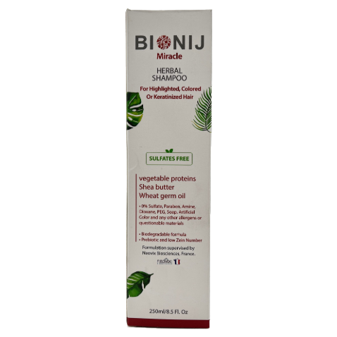 شامپوی گیاهی میراکل بیونیج مخصوص موهای رنگ یا کراتین شده Bionij Miracle